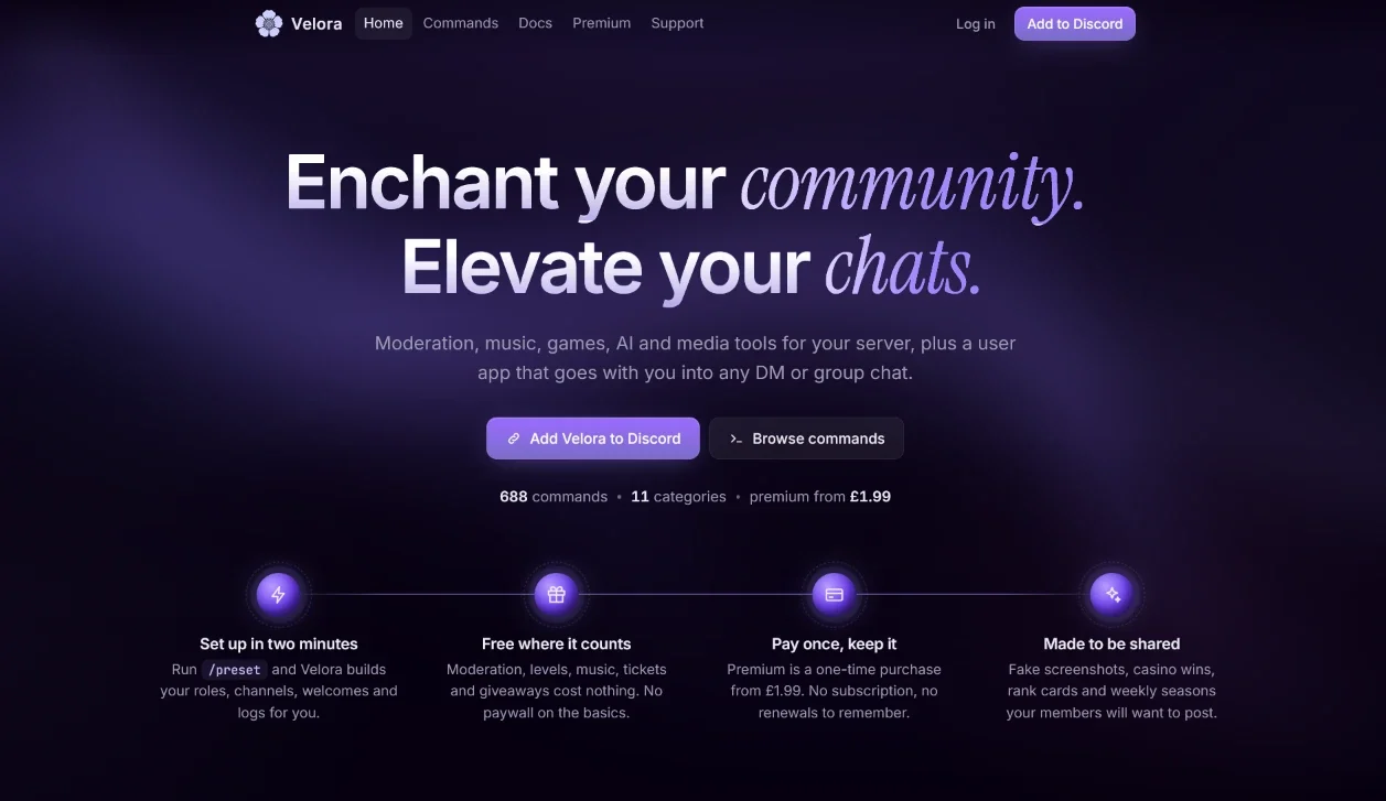 The Velora website